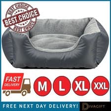DOG BEDS CAT BED SOFT FLEECE WARM GREY PET BASKET FOR MEDIUM LARGE XL XXL PETS