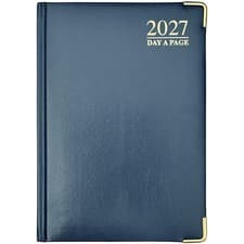 2027 Diary A5 Day a Page Soft Padded Cover & Ribbon Marker, Year Planner