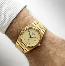 TISSOT PRX MENS WATCH STEEL GOLD STRAP WITH GOLD DIAL T1374103302100 GENUINE NEW