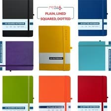 A5 Notebook PU Leather Hardback Line Dotted Square Ruled & Plain Premium Notes