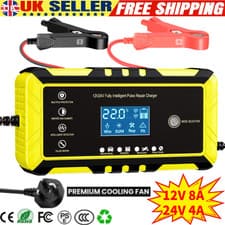12V/24V Car Battery Charger Smart Automatic Battery Charger AGM Pulse Repair UK