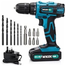 Mylek Cordless Drill 18V Driver Screwdriver DIY Kit Set Combi Lithium Ion