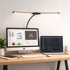 LED Desk Lamp Clamp 15W Dual Head USB Dimmable 3 Colour 10 Brightness Office