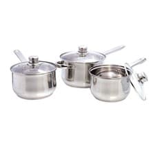 Buckingham 3 Piece Stainless Steel Induction Saucepan Cookware Set Glass Lid