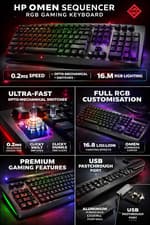 HP OMEN Sequencer RGB Gaming Keyboard QWERTY Mechanical Black USB – NEW