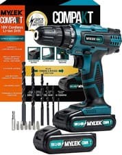 Mylek Cordless Drill With 2 Batteries 18V Set Driver Screwdriver Lithium Ion Kit