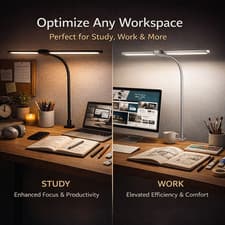LED Desk Lamp Dual Head Clamp Double Craft Home Office Table Reading Light