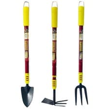 3pc Telescopic Garden Hand Tools Set Fork Trowel Weeder / Hoe Extending Handles