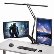 LED Double Head Desk Lamp 24W 2400LM Remote 5 Modes Timer Black