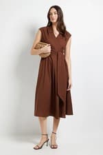 Wallis Chocolate Midi Dress Womens Workwear Dresses