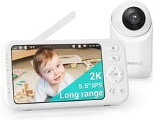 2K Baby Monitor Camera 5.5" IPS Screen Audio Night Vision Long Range 2-Way Talk