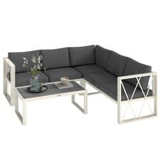 Outsunny 5 Seater Sectional Outdoor Sofa Set with Loveseats for Garden Grey