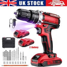 2 Battery 21V Cordless Drill Combi Driver High Power Electric Screwdriver Set UK