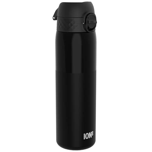 Ion8 Leak Proof Water Bottle, 500ml (18oz), Half Cut Black, image 1 of 6