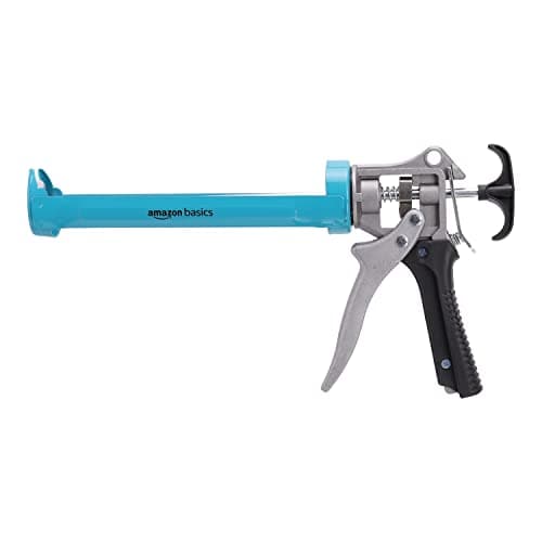 Amazon Basics Heavy Duty Sealant Caulking Gun - 310 ml (0.3 Litres) - 12:1 Thrust Ratio, Aluminium handle with plastic support grip, Blue/Grey, image 1 of 7