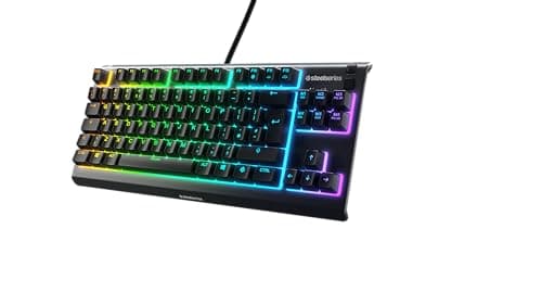 SteelSeries Apex 3 TKL Gaming Keyboard - Silent Keyboard, Tenkeyless PC Keyboard - 8-Zone RGB Illumination - IP32 Water & Dust Resistant - English QWERTY Layout, Black, image 1 of 8