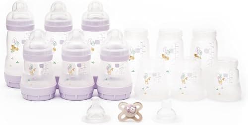 MAM Anti-Colic Bottle and Dummy Set, 17 Pieces, Lilac (Designs Vary), image 1 of 8