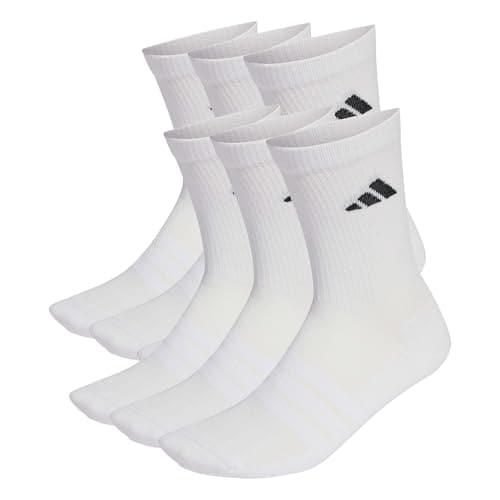 adidas Unisex Cushioned Crew Socks 6 Pair Pack, White/White/Black, 8.5-10, image 1 of 4