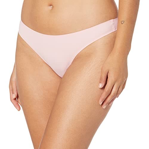 Amazon Essentials Women's Seamless Breathable Underwear for Women Thong, Bonded Stretch, Pack of 4, Cool Colors, 12