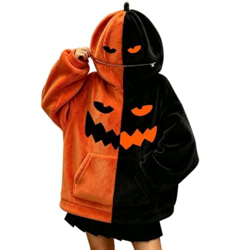 Pumpkin Hoodie for Women UK, Oversized Halloween Costume Sweatshirt, image 1 of 5