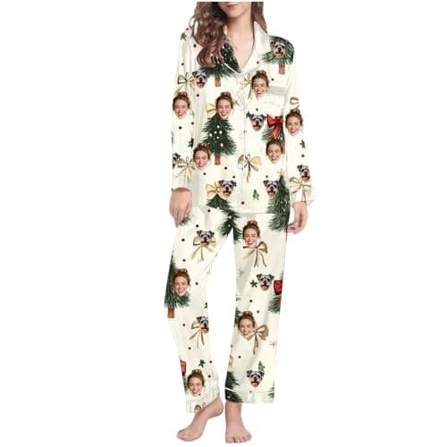 Personalised Women’s Christmas Pyjama Set with Face Photo, image 1 of 8