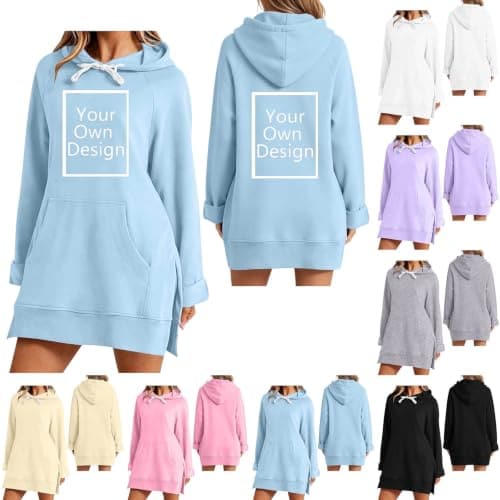Personalised Women’s Longline Hoodie with Pockets, image 1 of 5