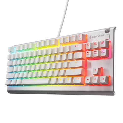 SteelSeries Apex 3 TKL - Gaming Keyboard - Tenkeyless Compact Form Factor - Silent Gaming Keyboard - 8-Zone RGB Illumination - IP32 Water & Dust Resistant - American QWERTY Layout, White, image 1 of 8