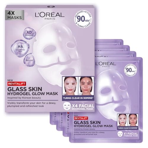 L'Oreal Paris Glass Skin Hydrogel Face Masks, Korean Inspired, 4 Pcs, image 1 of 8