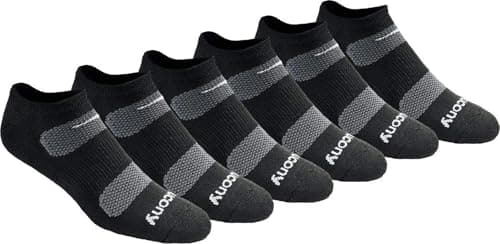 Saucony Men's Multi-Pack Mesh Ventilating Comfort Fit Performance No-Show Socks, Black Basic (6 Pairs), Shoe Size: 6-9