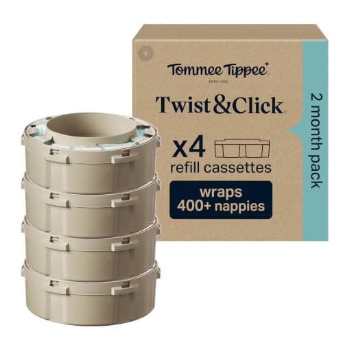 Tommee Tippee Twist & Click Nappy Bin Refill Cassettes Pack of 4, image 1 of 8