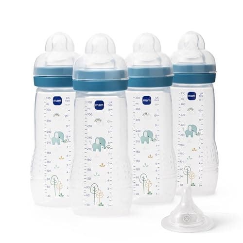 MAM Easy Active Bottles, 4X 330ml, Easy-Grip Ergonomic Shape, Blue, image 1 of 7