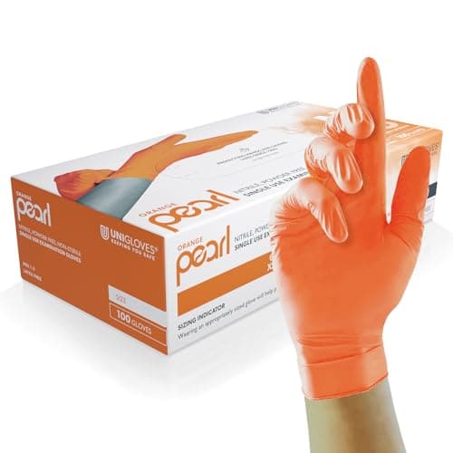 Unigloves Orange Pearl Nitrile Examination Gloves, image 1 of 5