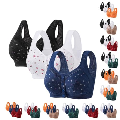 3-Pack Front-Fastening Bras for Women, image 1 of 3