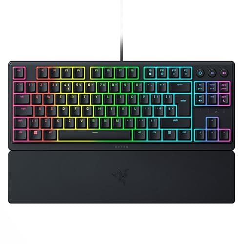Razer Ornata V3 Tenkeyless - Compact Low Profile Gaming Keyboard (Mecha-Membrane Switches, UV-coated Keycaps, Backlit Dedicated Media Keys, Magnetic Soft-Touch Wrist Rest) QWERTY UK Layout | Black, image 1 of 8