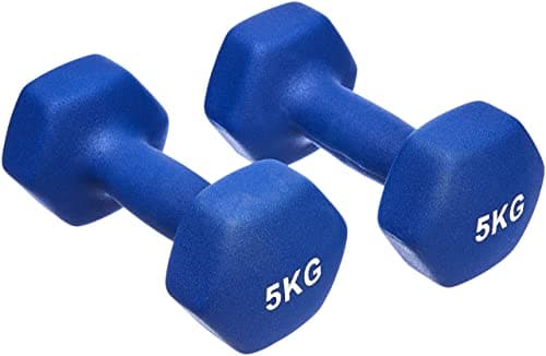 Amazon Basics Neoprene Dumbbell Pair, 10kgs (5 kg x 2 count), Blue, image 1 of 8