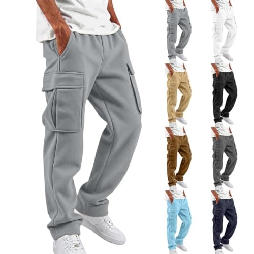 Mens Cargo Trousers Joggers Baggy Sweatpants Tracksuit Bottoms With Pockets | Elasticated Waist Jogging Bottoms Drawstring Cargo Pants Smart Casual Trousers for Gym Workout Walking Outdoor Activewear