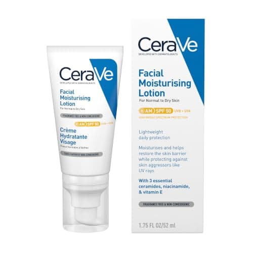 CeraVe AM SPF Face Moisturiser with SPF 50 for Normal to Dry Skin, 52ml, image 1 of 8