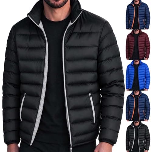 Men's Winter Puffer Jacket, Warm Padded Quilted Parka, image 1 of 6
