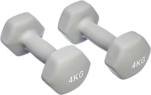 Amazon Basics Neoprene Dumbbell Pair, 8 kg, 4 kg (Set of 2), Grey, image 1 of 5