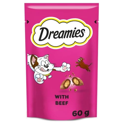 DREAMIES - Tempting Cat Treats - 8 x 60 g - Beef - Multipack Biscuits - 8 Pouches, image 1 of 8