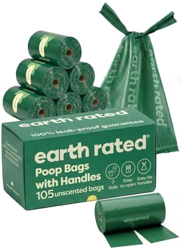 Earth Rated Dog Poop Bags with Tie Handles on Refill Rolls, Extra Wide, Easy-Tie Opening, Guaranteed Leak-Proof, Unscented, 105 Count, image 1 of 7