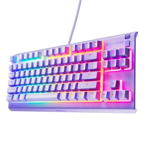 SteelSeries Apex 3 TKL - Gaming Keyboard - Tenkeyless Compact Form Factor - Silent Gaming Keyboard - 8-Zone RGB Illumination - IP32 Water & Dust Resistant - English QWERTY Layout, Lavender, image 1 of 8