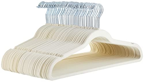Amazon Basics Slim Velvet Non-Slip Suit Hangers - 50-Pack, Ivory, image 1 of 7