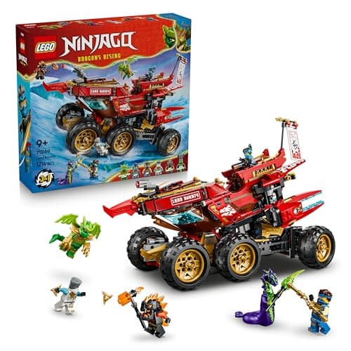 LEGO NINJAGO Land Bounty - 3in1 Ninja Toy Transforms into Flying Boat, Car & Motorbike - incl. 6 Minifigures - Birthday Gift for 9+ Year Old Boys & Dragons Rising Fans - 71869, image 1 of 8