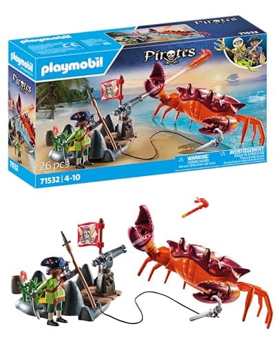 Playmobil 71532 Pirates: Battle with the Giant Crab, fantasy pirate world, fun imaginative role-play, playsets suitable for children ages 4+, image 1 of 8