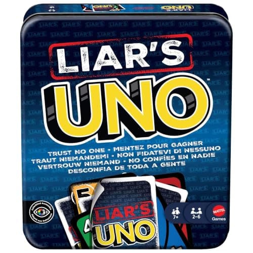 Mattel Games Liar’s UNO Card Game in Storage Tin,Ages 7+, 2-6 Players, image 1 of 6
