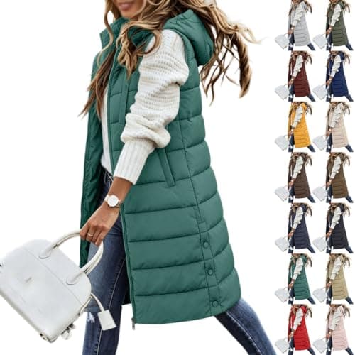 Women's Longline Sleeveless Puffer Gilet, Lightweight Quilted Winter Coat