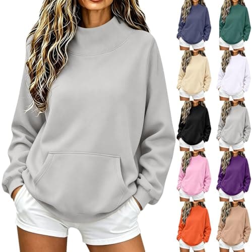 Sweatshirts For Women UK Oversized Long Sleeve Kangaroo Pocket Jumpers