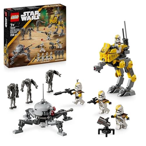 LEGO Star Wars 75431 327th Star Corps Clone Troopers Battle Pack - Collectible Toy incl. 4 Minifigures, 3 Battle Droid Figures & an AT-RT - Gift for 7+ Year Old Boys & Revenge of the Sith Fans, image 1 of 8
