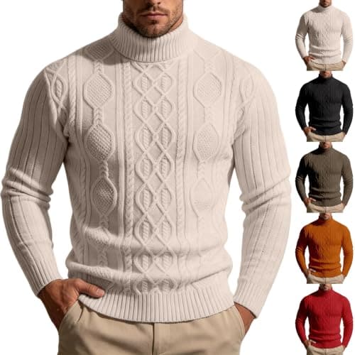 Men's Turtleneck Slim-Fit Fine-Knit Jumper, image 1 of 6